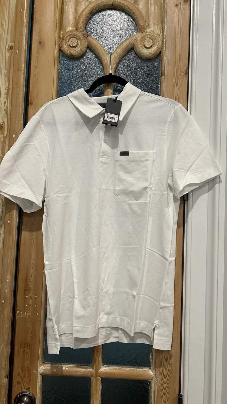 Figs Technical Pique Scrub Polo Size M White Pocket Shirt New
